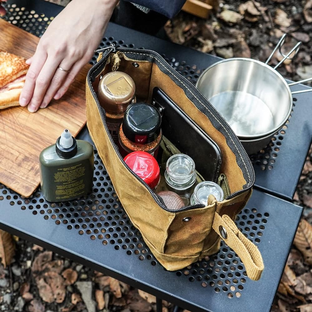 asobito Utility Pouch, Olive Storage Case, Storage Bag, Badoning Set, Seasoning Case, Waterproof, 100% Natural Materials, Cotton Canvas Case, Authenticity, Camping, Outdoor, AB-054OD