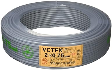 Fuji Electric Cable Industry 300V Vinyl Cabtire Oval Cord VCTFK 0.75SQ Gray 100m