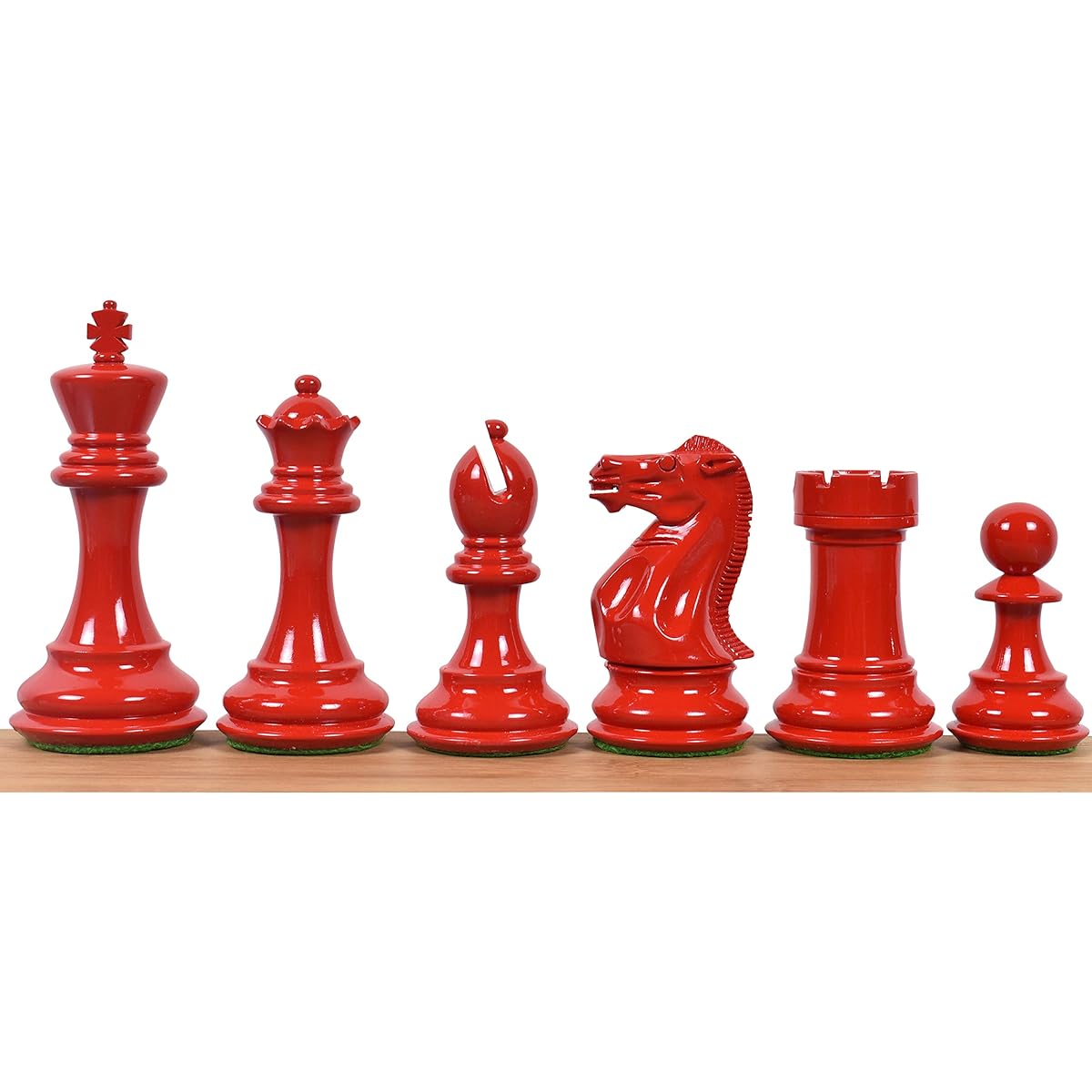 RoyalChessMall - 4.1" Pro Staunton Weighted Red & White Painted Wooden Chess Pieces Set, 4 Queens