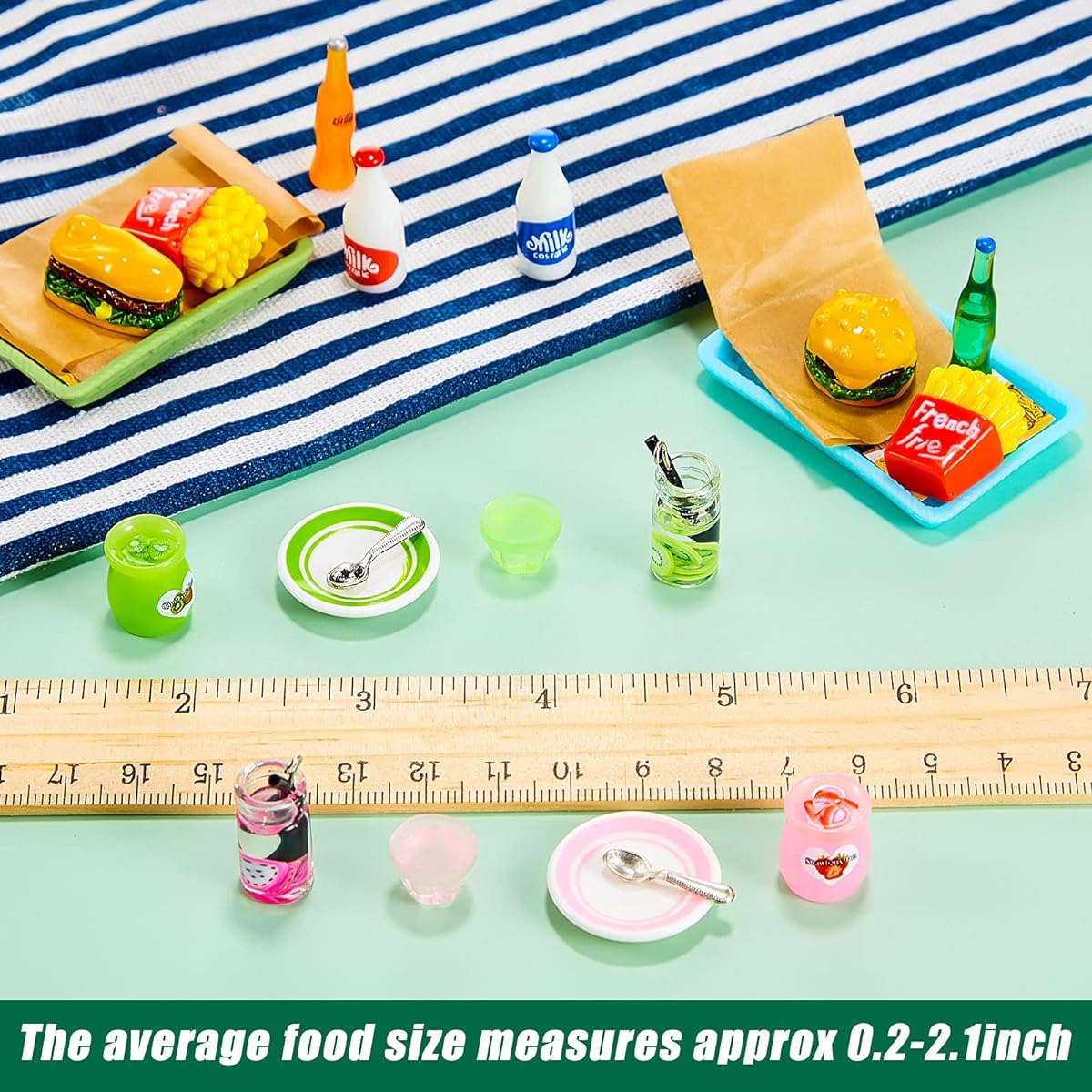 8 Pieces Miniature Food Toy Fast Food Playset Hamburger Fries Soda Pudding Milk Juice Pretend Food Doll Food Kitchen Accessories Pretend Food Toys Party Accessories Bar Restaurant Decoration