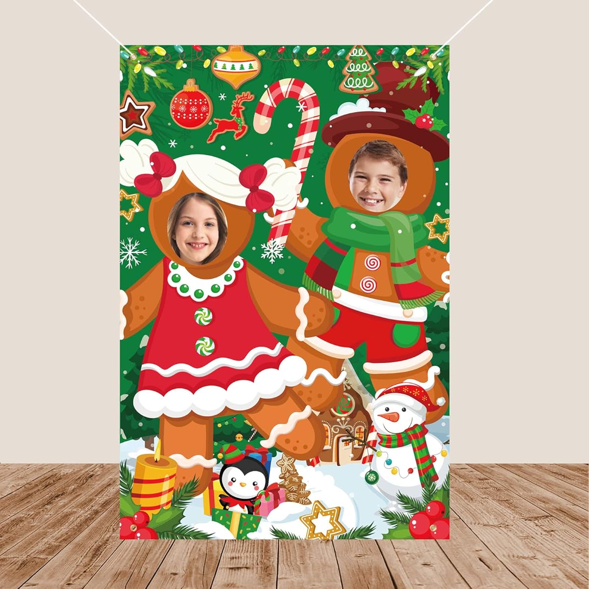HOWAF Christmas Photo Door Banner Christmas Party Decorations Gingerbread Man Photo Props Background Banner Christmas Party Supplies Funny Christmas Games Christmas Christmas Christmas Holiday Party Supplies 59x39 Inch