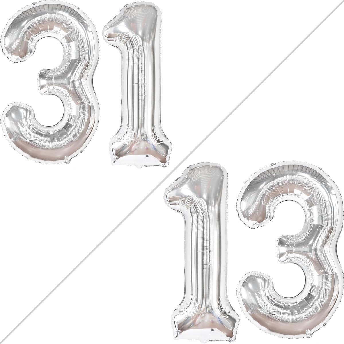 silver number 31 foil balloon