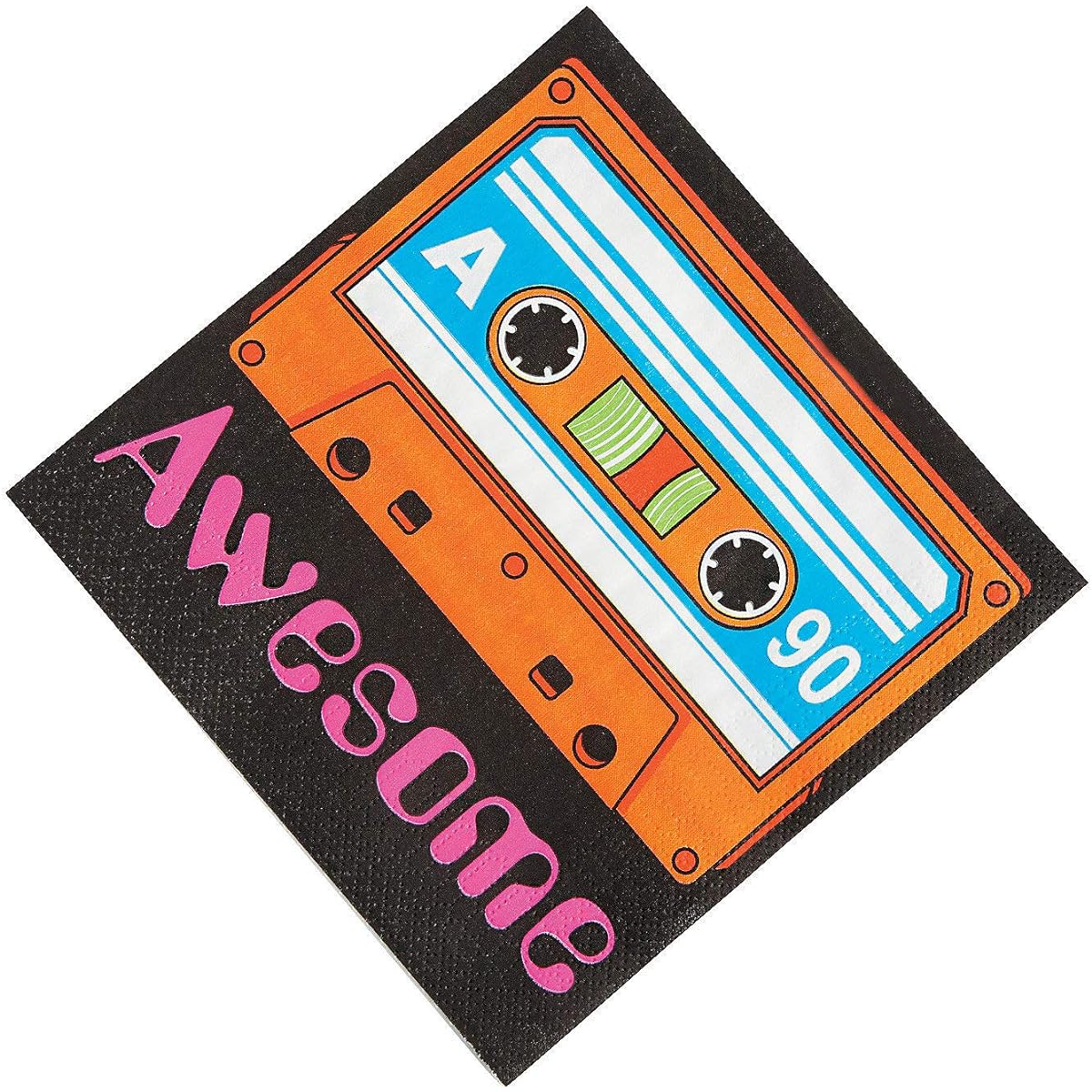 80's Party Cassette Lunch Napkins - Party Supplies - 16 Count