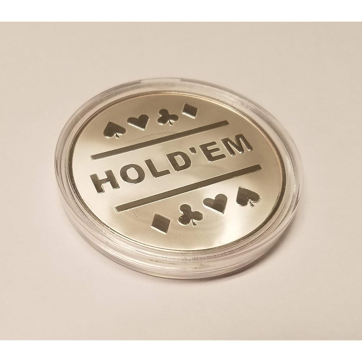 1 x Omaha & Texas Hold'em Silver Plated Metal Dealer Button Perfect for Round Poker Games.
