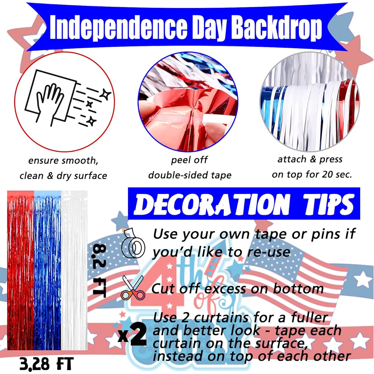 4 Pack 3.2' x 8.2' Red Blue White