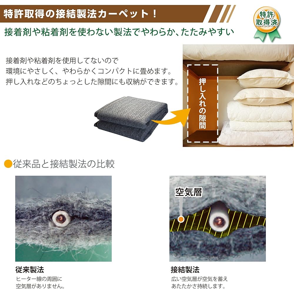 KODEN Electric Carpet Hot Carpet Main Unit 290 x 195cm 4 Tatami Gray Folds Small Energy Saving Heating Side Switch 8hOFF Slide Temperature Adjustment Dani Clean VWU401H