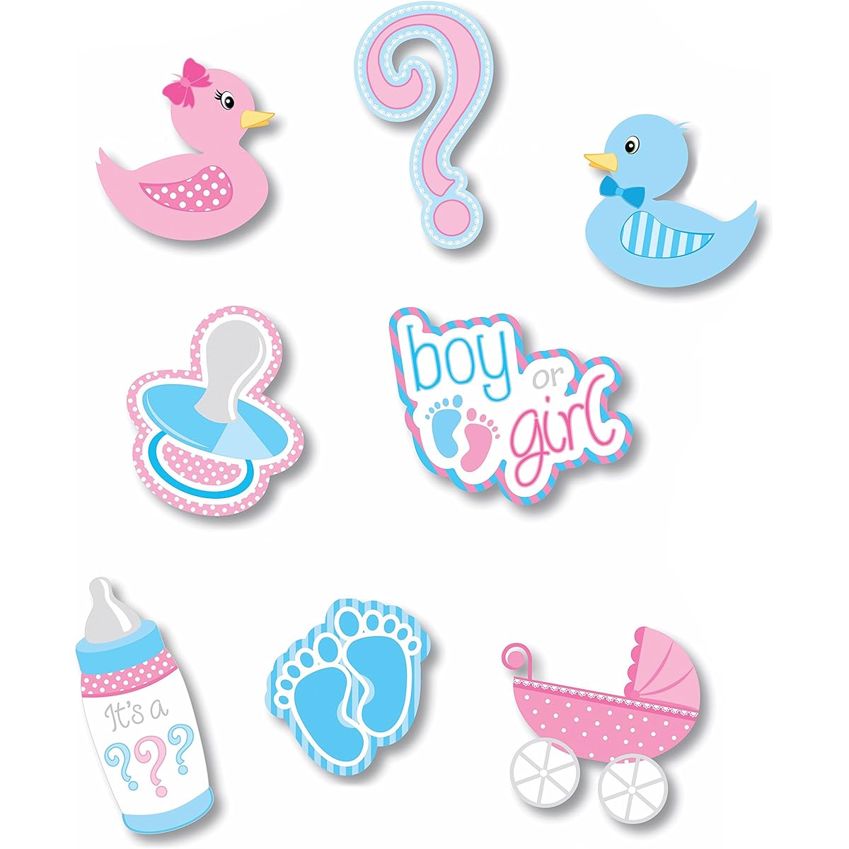 Gender Reveal Baby Party Photo Booth Set of 12 Decor Cutouts