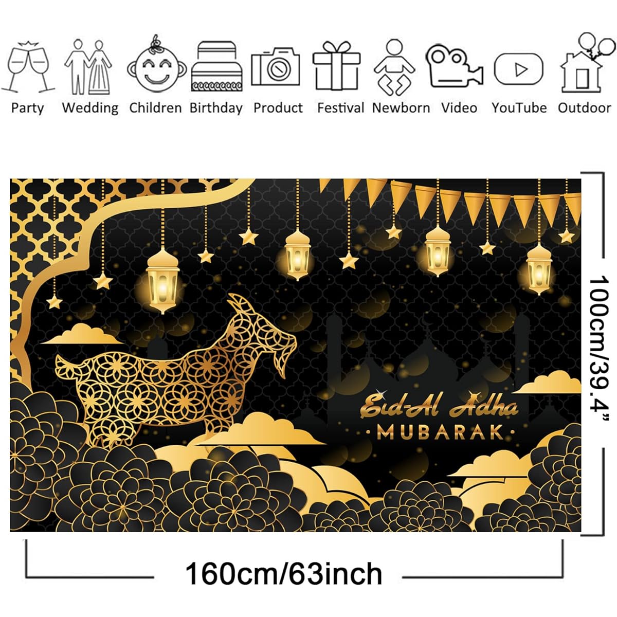 Eid-Al Adha Banner Background Decoration Eid-Al Adha Hanging Banner Background Decoration Ramadan Mubarak Eid Decoration