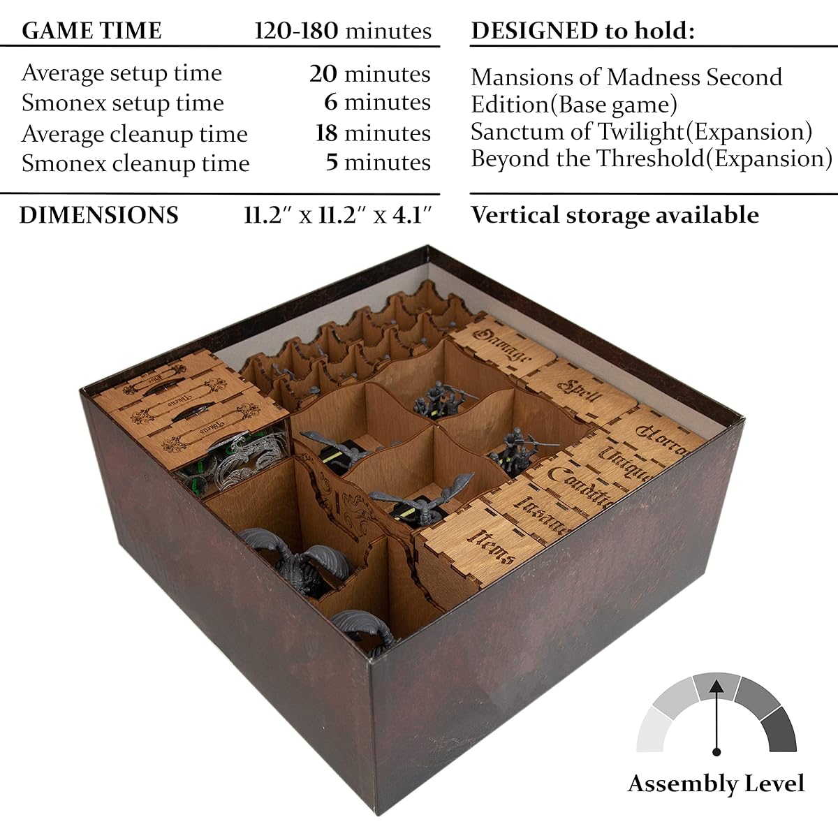 SMONEX Organizer Insert Mansions of Madness 2nd Edition Compatible with Mansions of Madness Expansion - Handmade Insert Perfect for Mansions of Madness
