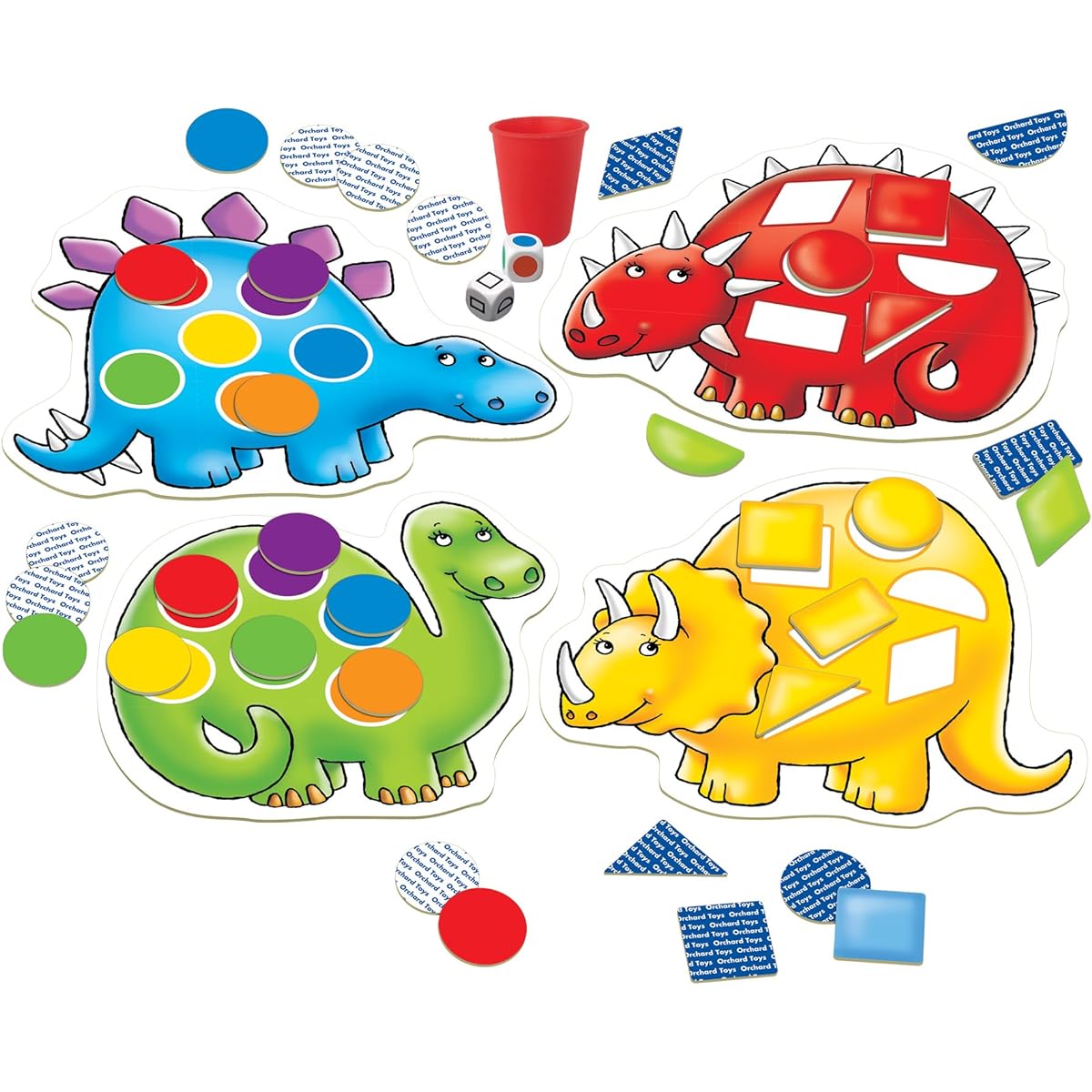 Orchard Toys Dotty Dinosaur Shape and Color Matching Game - Two Games in One