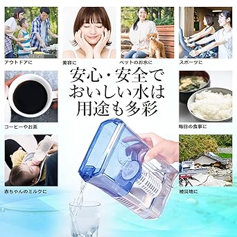 iBelieve Water Purifier Pot, 6 Months, Long Lasting Type, High Removal, Clears 20 Items, Filtered Water Capacity 1L, Includes 2 Cartridges, Pitcher