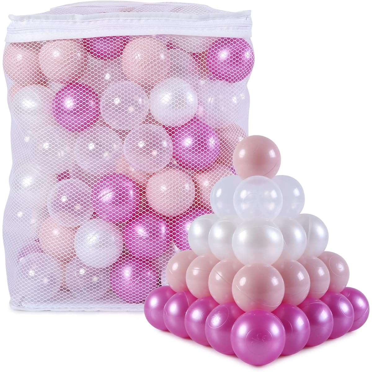 GUESVOT Colorful Ball Pit Balls Plastic Balls Ball Pit Crush Resistant Plastic Balls Pit Balls Set for Toddlers and Babies 2.2 Inch 100 Pieces with Reusable Storage Bag