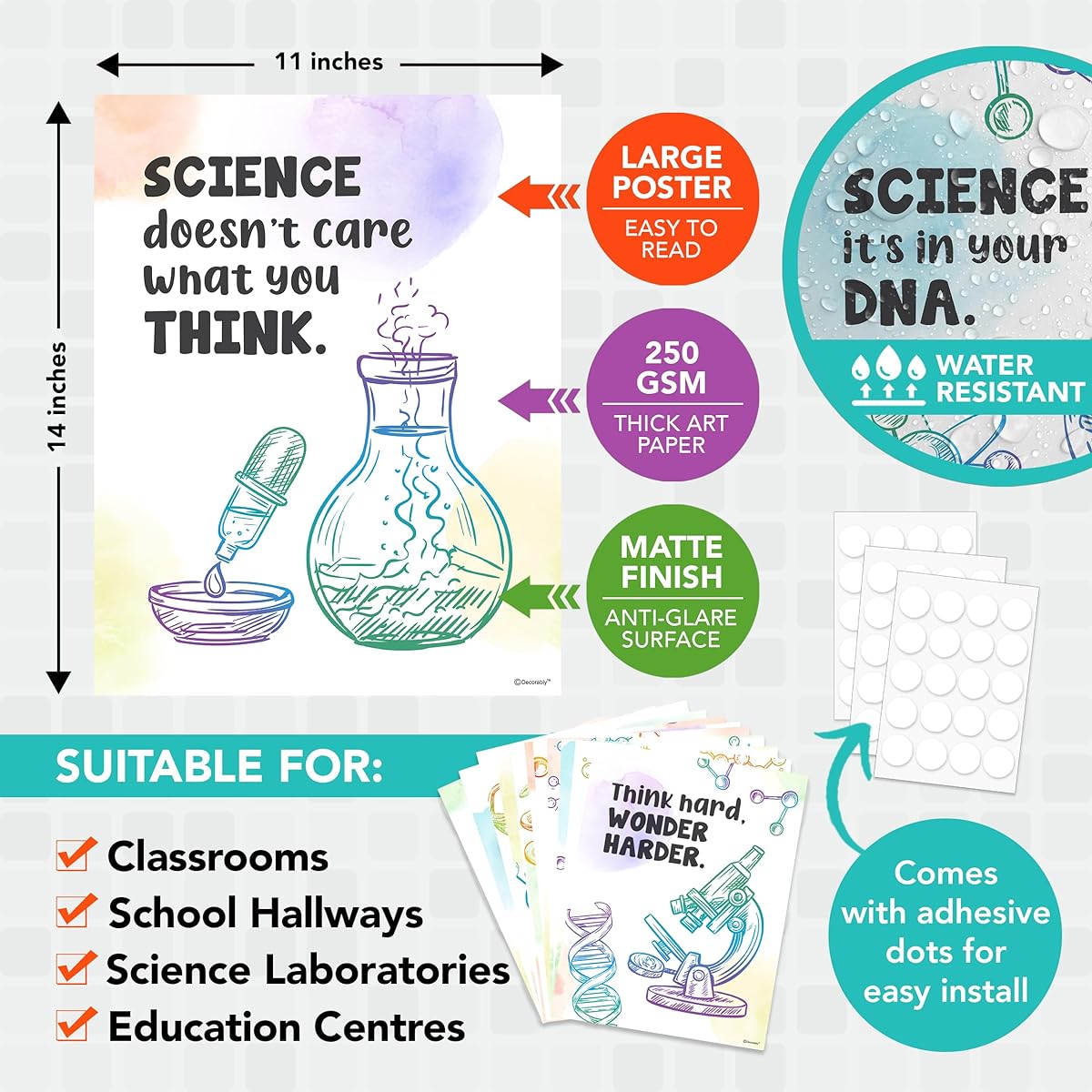12 Middle School Science Classroom Decor- 11x14" Science Posters for Classroom Middle School Science Posters for Classroom High School, Science Classroom Posters, Science Classroom Decorations