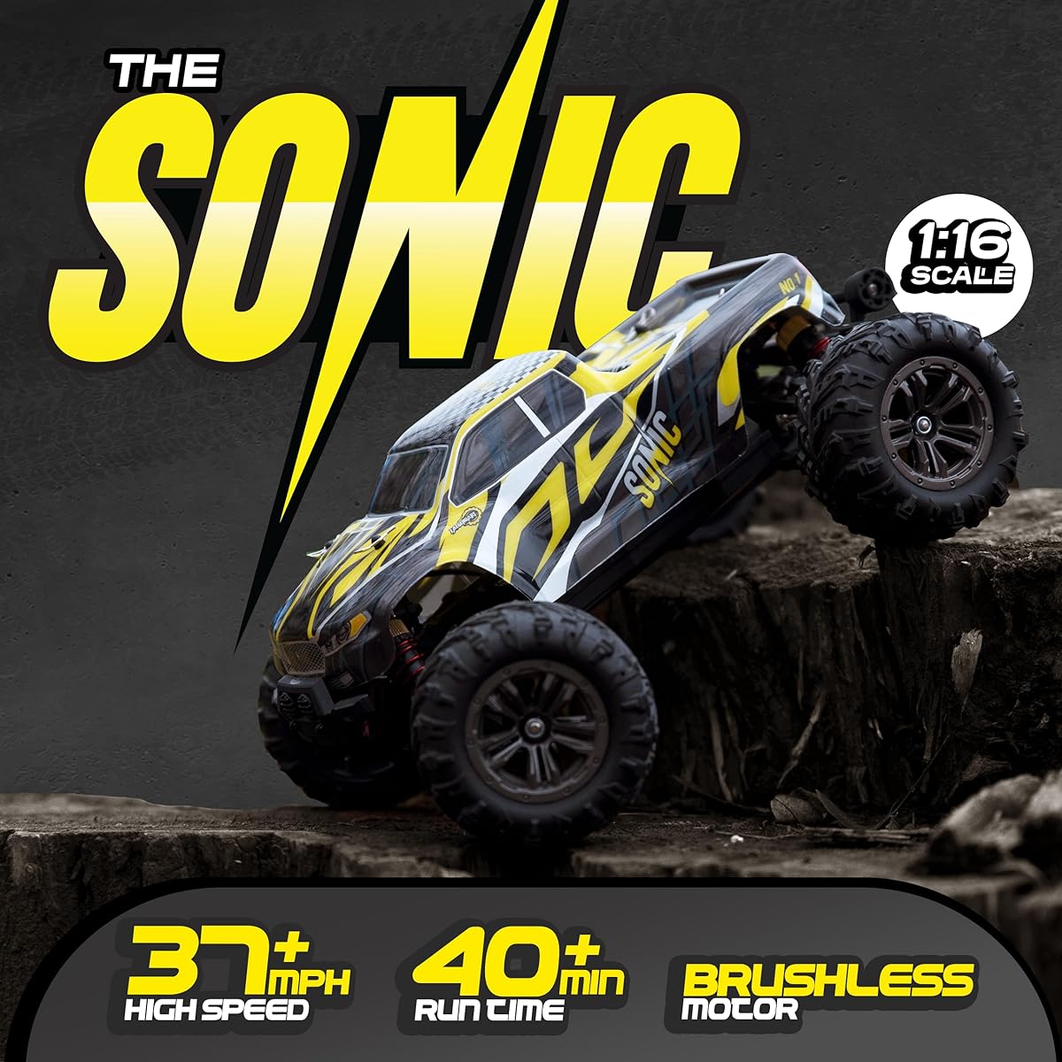 LAEGENDARY Remote Control Car Hobby Grade RC Car 1:16 Scale Brushless Motor with 2 Batteries 4x4 Off-Road Waterproof RC Truck High Speed RC Car for Adults Radio Controlled Car Remote Control Truck Gift for Kids