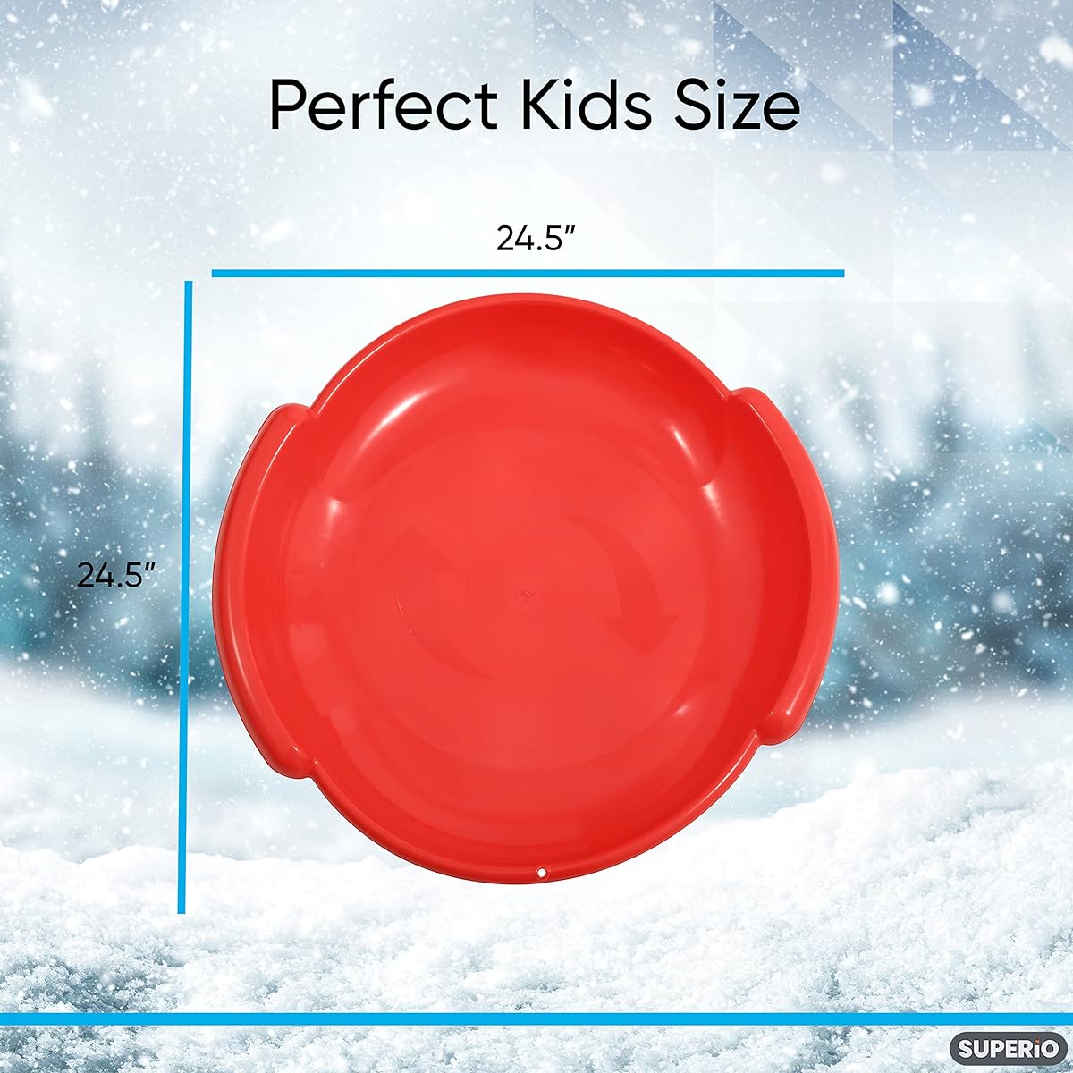 Superio Saucer Snow Sled Round Disc Sled with Handle Winter Snow Play Fun for Kids and Adults Durable Material