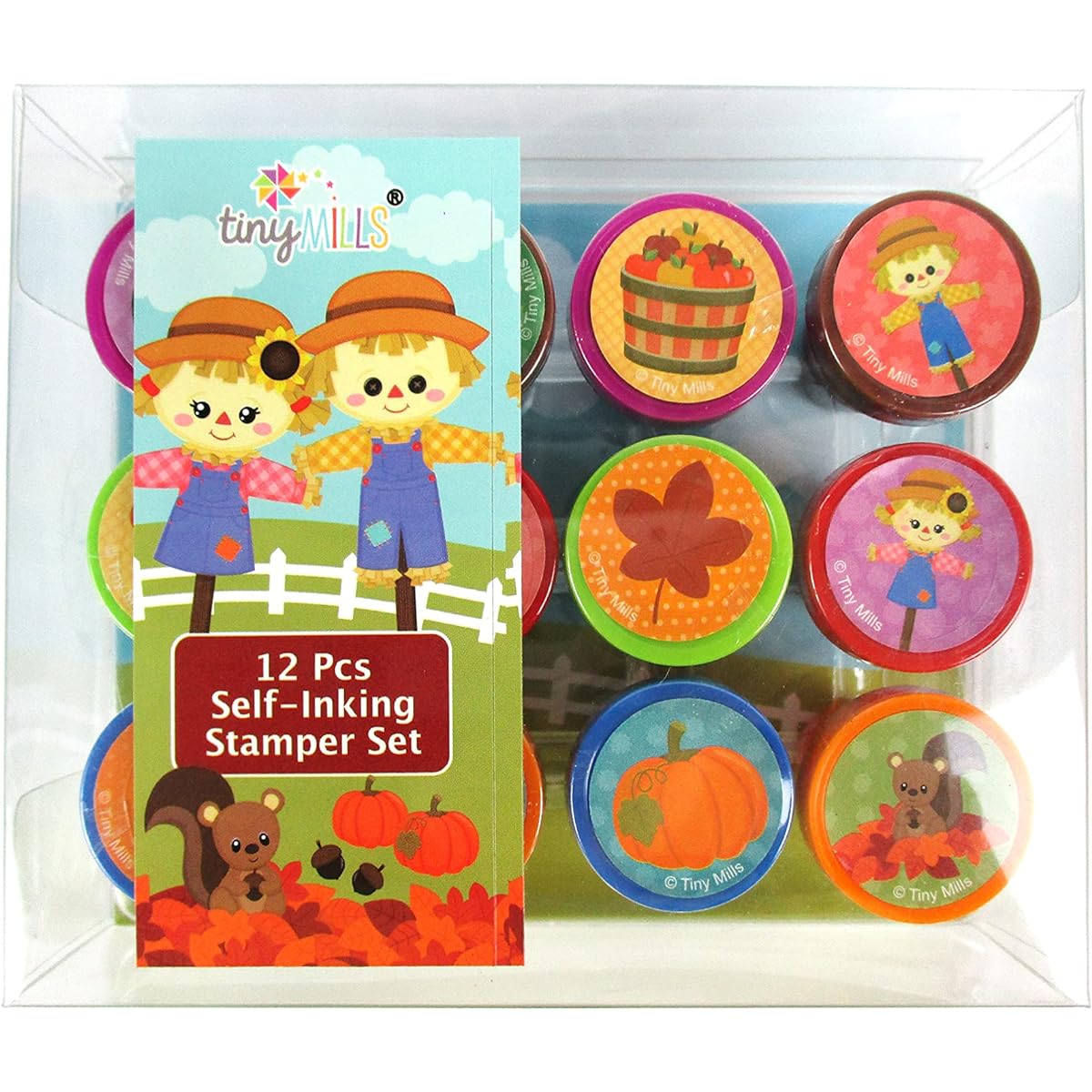 TINYMILLS Fall Harvest Thanksgiving Stamp Kit for Kids - Thanksgiving Pumpkin Fall Self Inking Stamps Gifts Party Favors