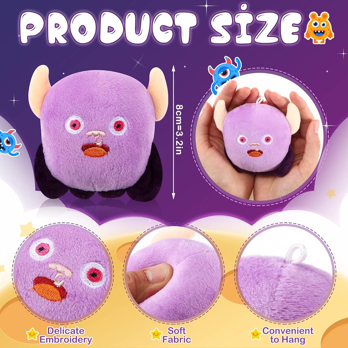 15pcs Halloween Mini Plush Toys 3.2 Inch Halloween Stuffed Animals Small Stuffed Animals Mini Halloween Stuffed Toys Halloween Party Favors Goodie Bag Fillers