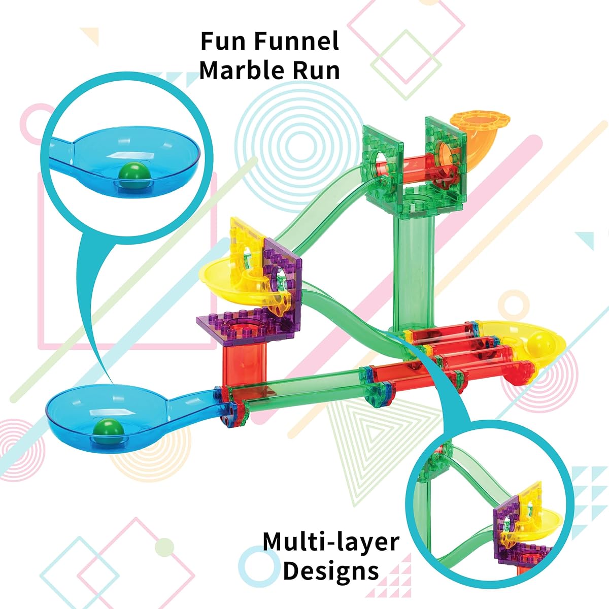 EverPlay 60 Pieces Marble Run Magnetic Building Toys, Magnet Tile Building Blocks STEM Learning Educational Toy Playset for Toddlers Preschoolers Boys Girls Kids Unlimited Creativity Ages 6+