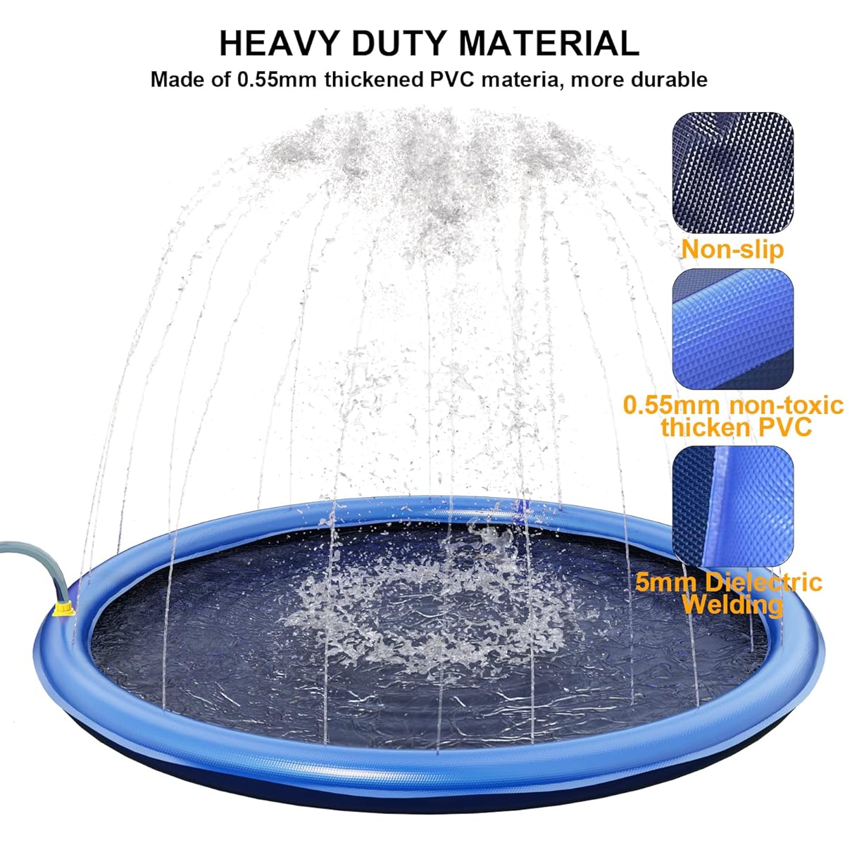 Splash Pad Dog for Kids - Non-Slip Thick Sprinkler Pool Summer Outdoor Water Toy Fun Backyard Fountain Playmat Baby Girls Boys Kids Pet Dog (L - 59 Inch)