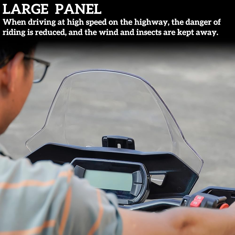 SAUTVS Sport Windshield for Can-Am Ryker Adjustable Front Translucent Clear Hard Coat Windshield Can Am Ryker All Models Accessories (1 Piece, Replaces #219401032)