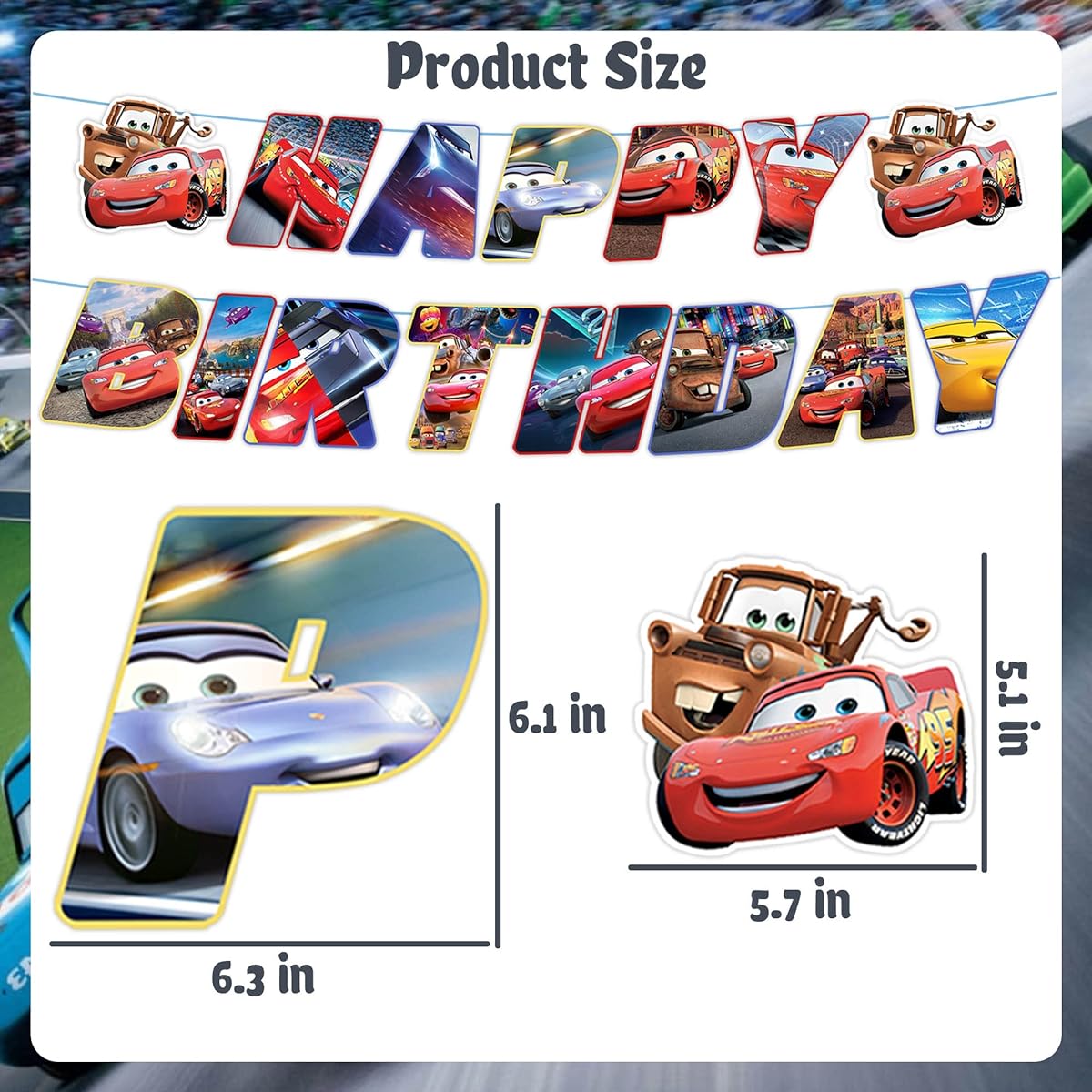 Cars Birthday Party Supplies Double Sided Print Car Party Favors Themed Banner with Hanging Swirls for Car Party Decorations