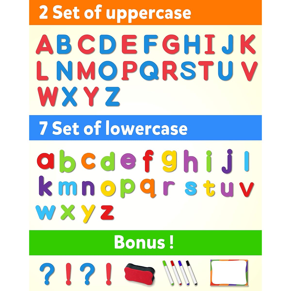 Magnetic Letters 234 Pcs, Uppercase Lowercase Foam Alphabet ABC Fridge Magnets, Educational Toy Set for Classroom Kids Learning Spelling with Magnetic Board and Storage Box