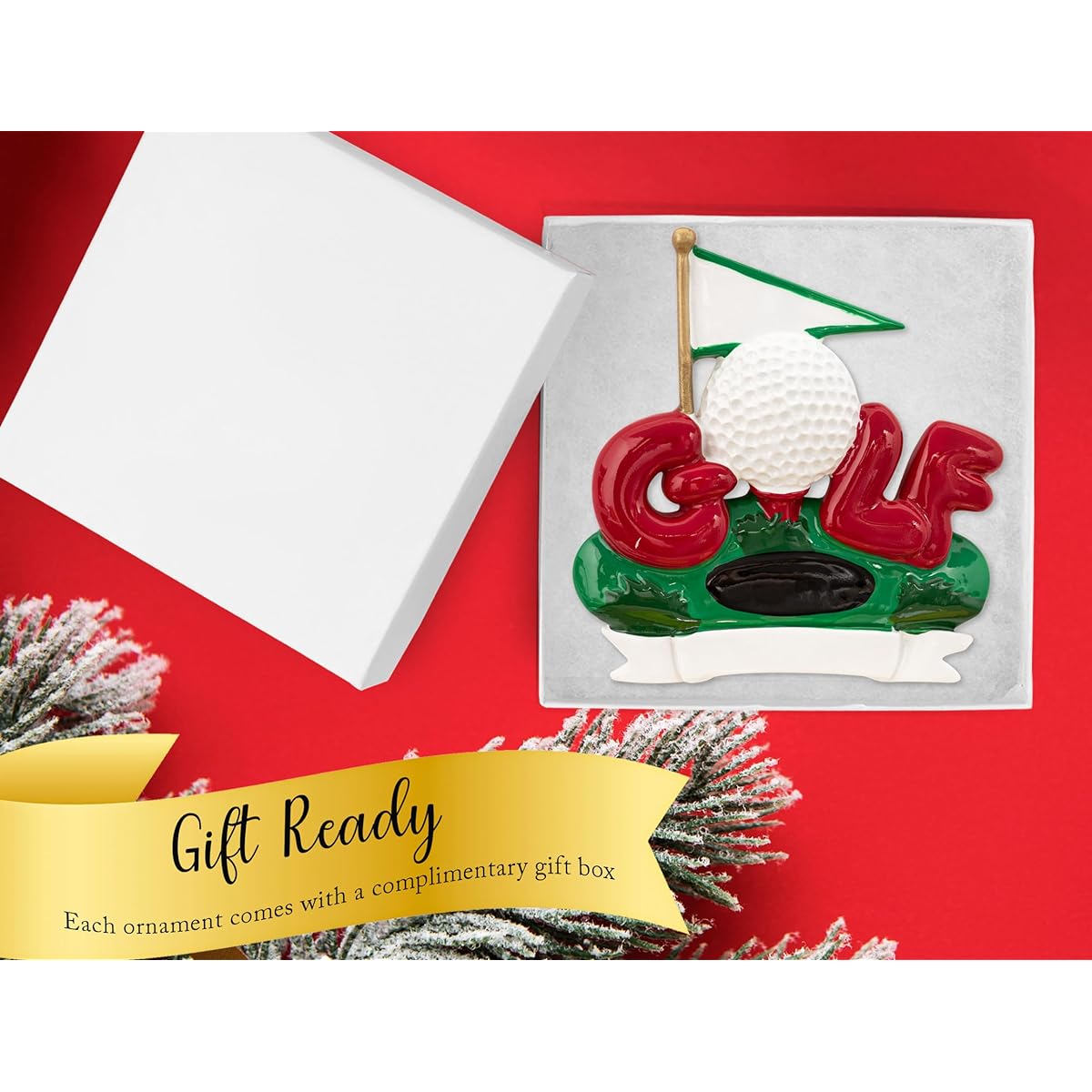 UniqXmas Personalized Golf Christmas Ornament 2023 - Free Customization | 18 Hole in One Ball and Flag Decoration for Christmas Tree - Golfer Golf Player Gift | Custom Unique Keepsake