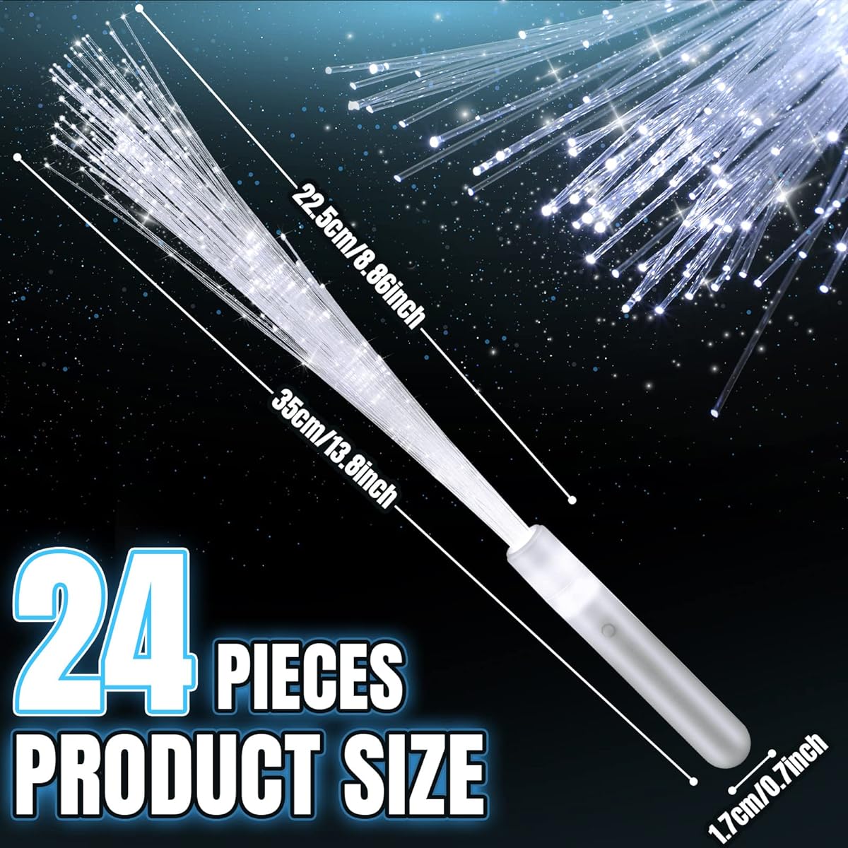 Leitee Fiber Optic Wands Glow Sticks 74 Pack Party Fiber Optic Wands for Weddings Bulk Glow Sticks Bracelet Bulk White Glow Sticks for Bridal Shower Christmas Glow in the Dark Party
