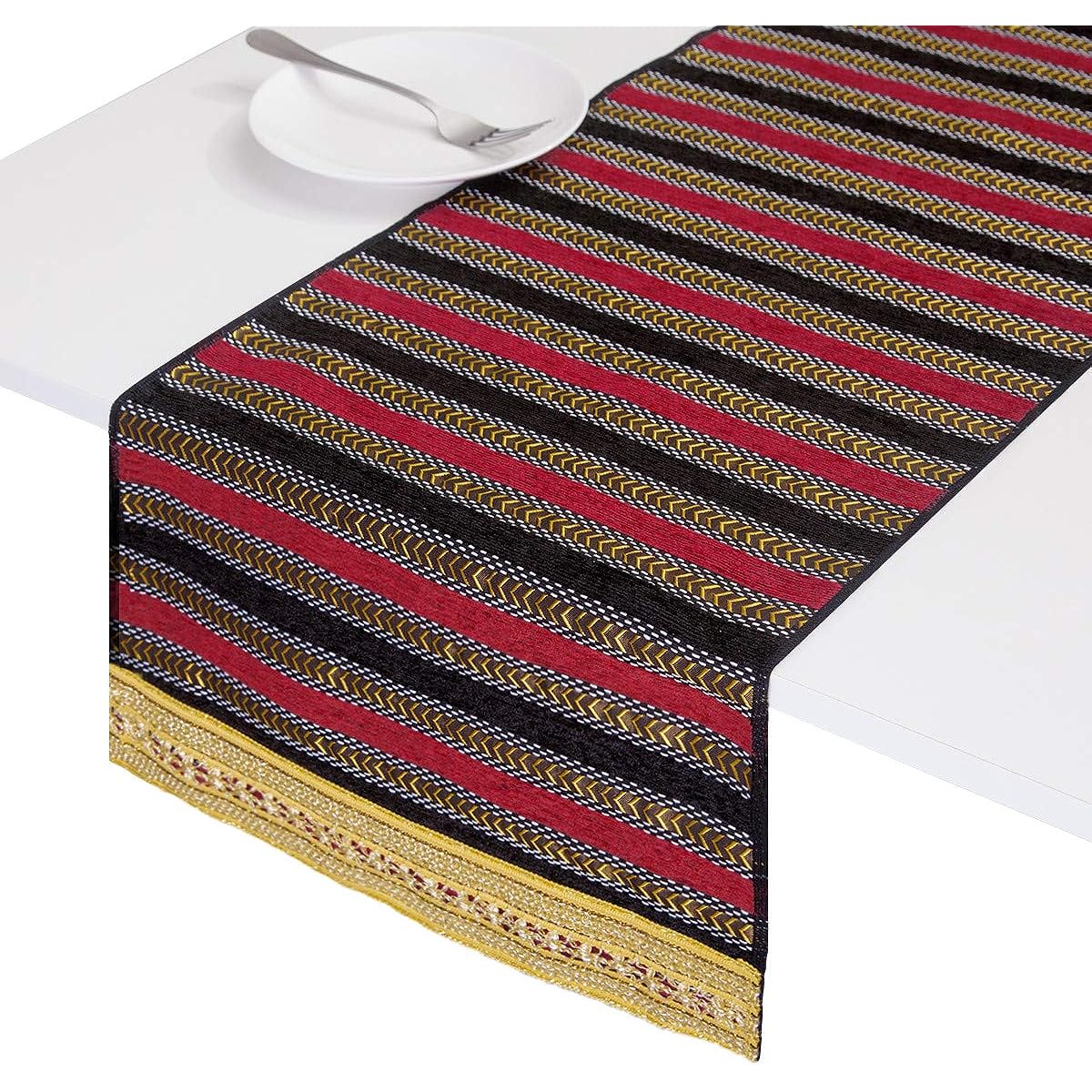 mookaitedecor Striped Table Runner Polyester/Cotton for Wedding Party Family Dinner Thanksgiving Christmas Gatherings 13 x 53 Inch Black GDSTSU009505
