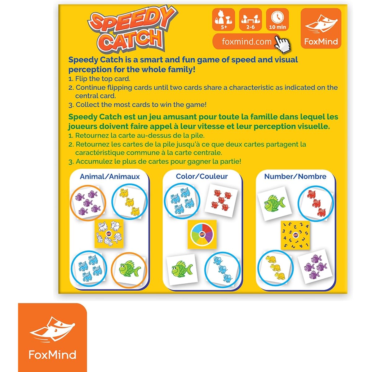 Foxmind Games: Speedy Catch - A Quick Game for Quick Minds Fun for the Whole Family 2-6 Players Ages 5+ 10 Minutes