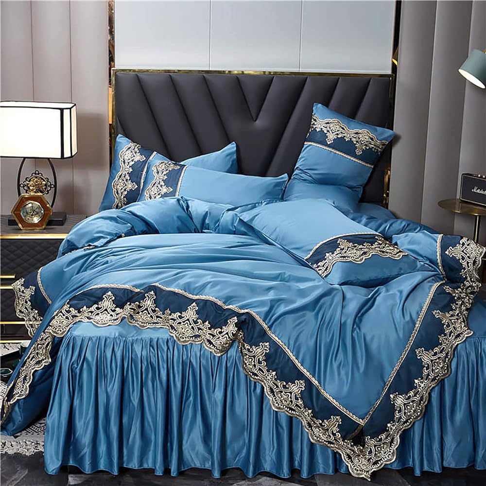 Duvet Cover, Bedding Cover Set, Bed Skirt, 4 Piece Set, Fitted Sheet, Lace, Duvet Cover, Scandinavian Single, Bed Cover, Duvet Cover, Night Sweat Absorption, Breathable, High Quality Cotton, Bedding Cover, Replaceable, Smooth, Soft, Glossy, All Seasons