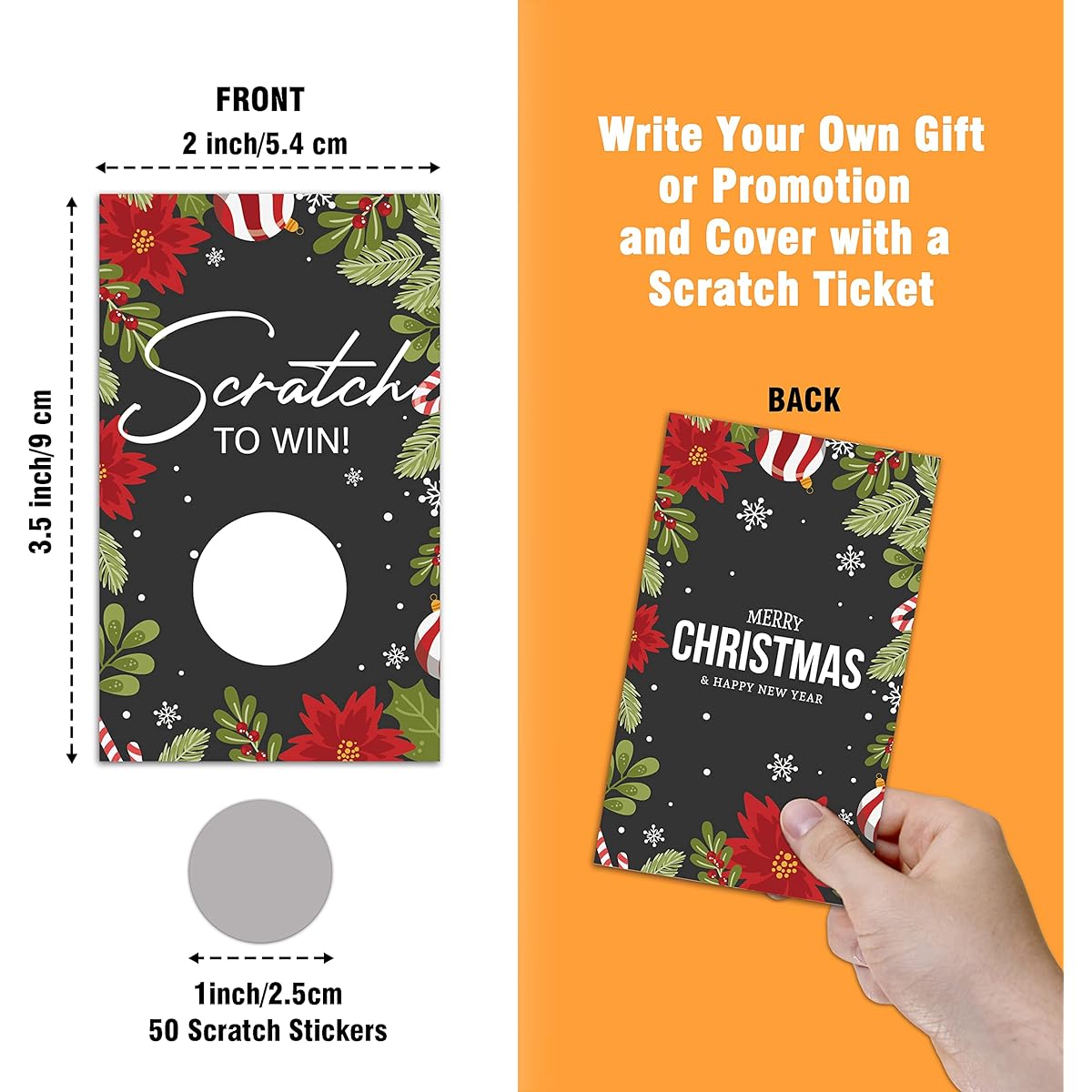 50 Pack Christmas Scratch Off Game Cards, Christmas Party Scratch Game, Merry Christmas Party Supplies for Groups/Kids/Adults/Christmas Party Games for Holidays/Bridal Shower/Baby Shower(HiMo155)