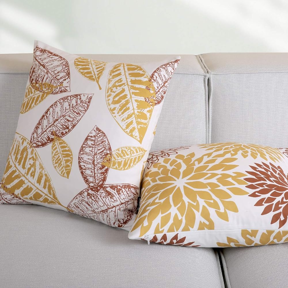 Phantoscope Cushion Cover New Living Scandinavian Set of 4 45 x 45cm Simple Cushion Cover Stylish Classic Sofa Backrest Konoha Soft Body Pillow Orange