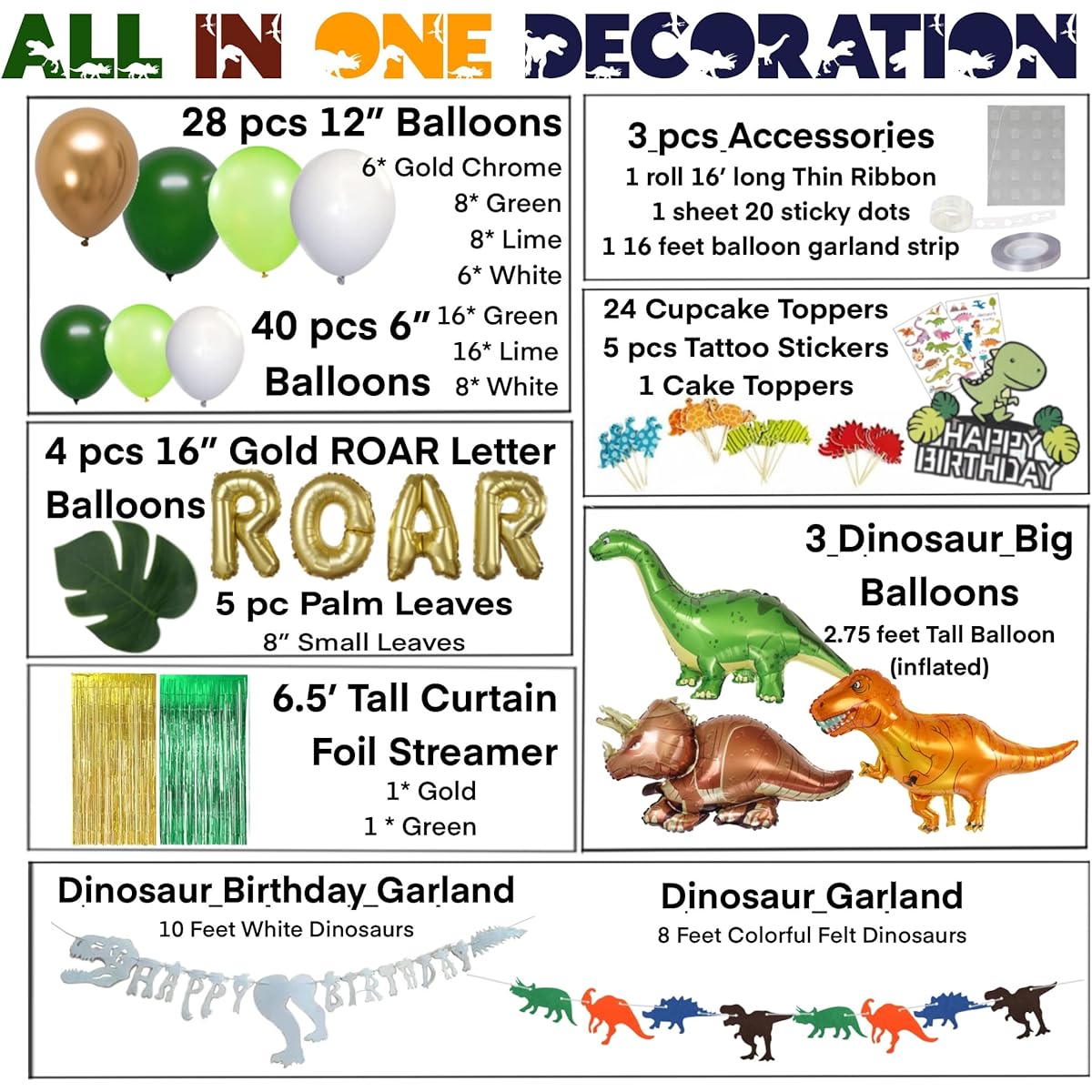 Emuya Dinosaur Party Decorations Dinosaur Birthday Party Supplies PDF Download Dinosaur Party Decorations for Boys/Girls Jurassic Park Fringe Backdrop Godzilla T-Rex Balloons ROAR for Kids Ages 2, 3, 4 (Gold)