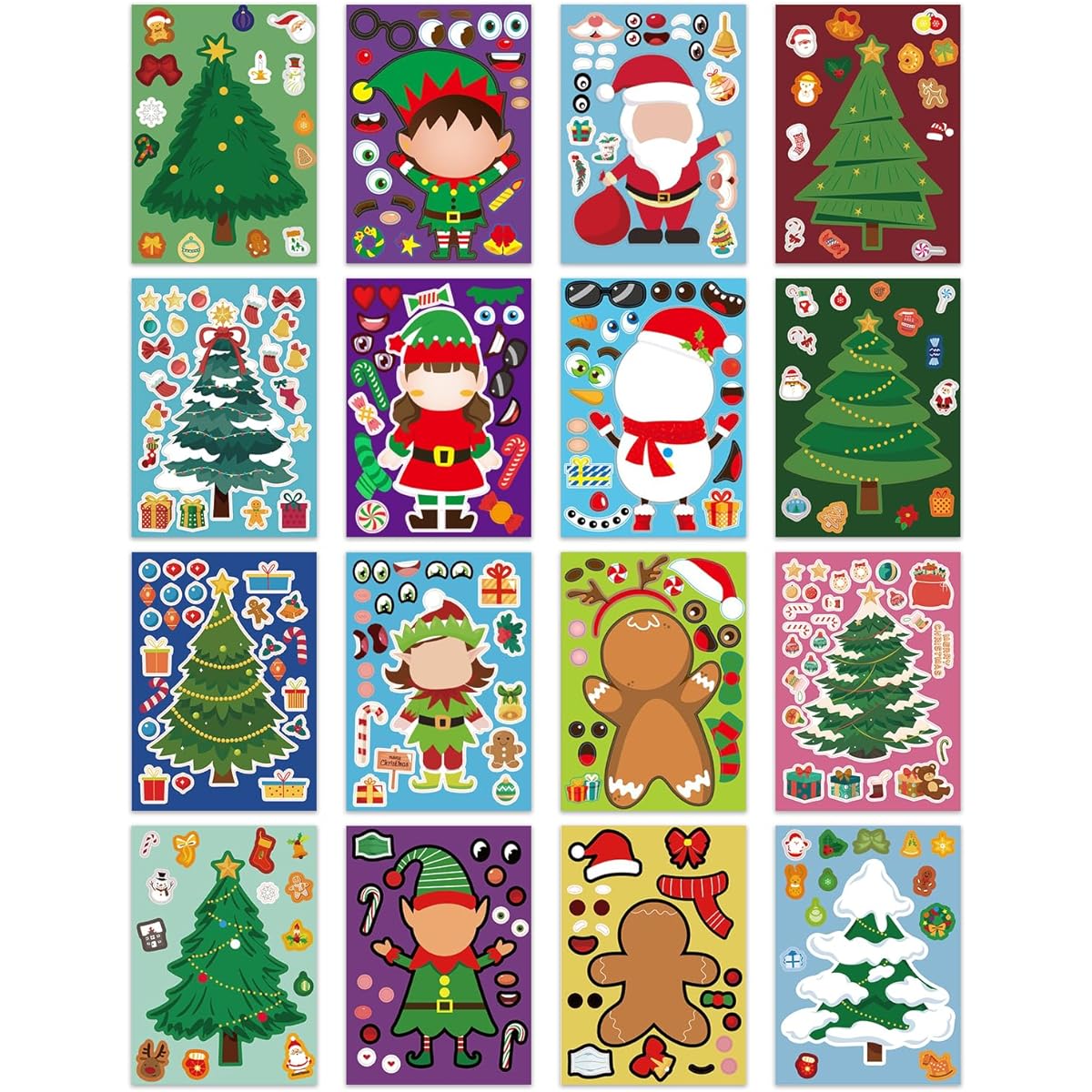 Christmas DIY Stickers for Kids Santa Claus Reindeer Christmas Tree Snowman DIY Arts and Crafts for Festive Decorations Perfect for Party Celebrations and Birthday Gifts
