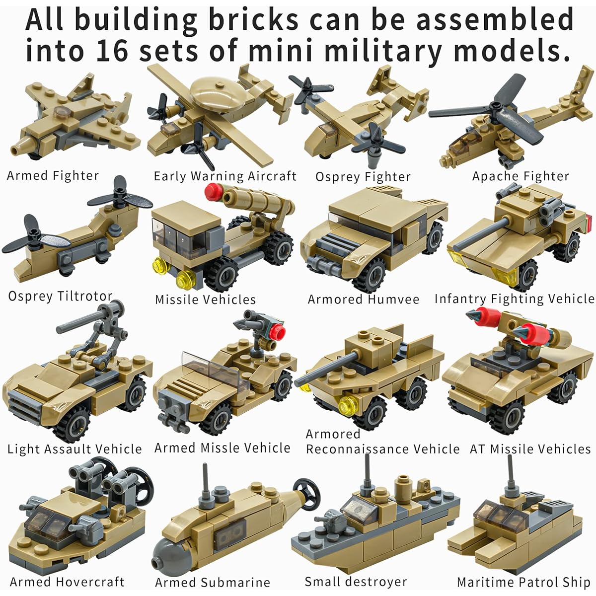 WW2 Army Building Blocks Toy Set Compatible with Lego Build German Dora Heavy Artillery Model or 16 Small Military Vehicles 20 Toy Soldiers Ages 6+ Boys Kids