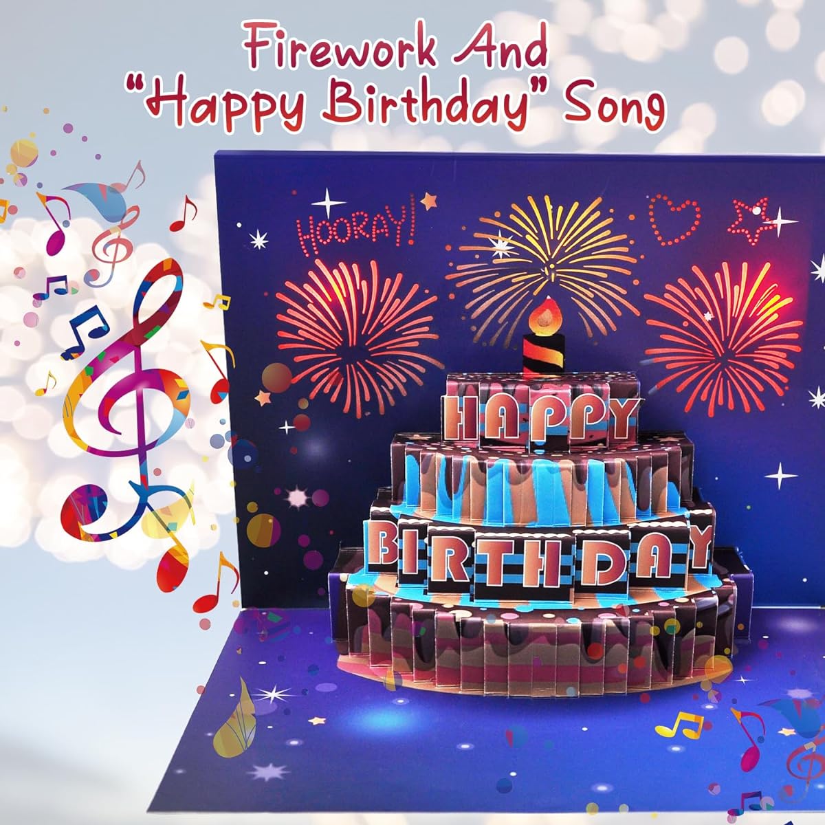 Vusmer Birthday Card 3D Musical Birthday Pop Up Card Birthday Gift Greeting Card for Women Men Children Husband Wife Mother Dad Daughter