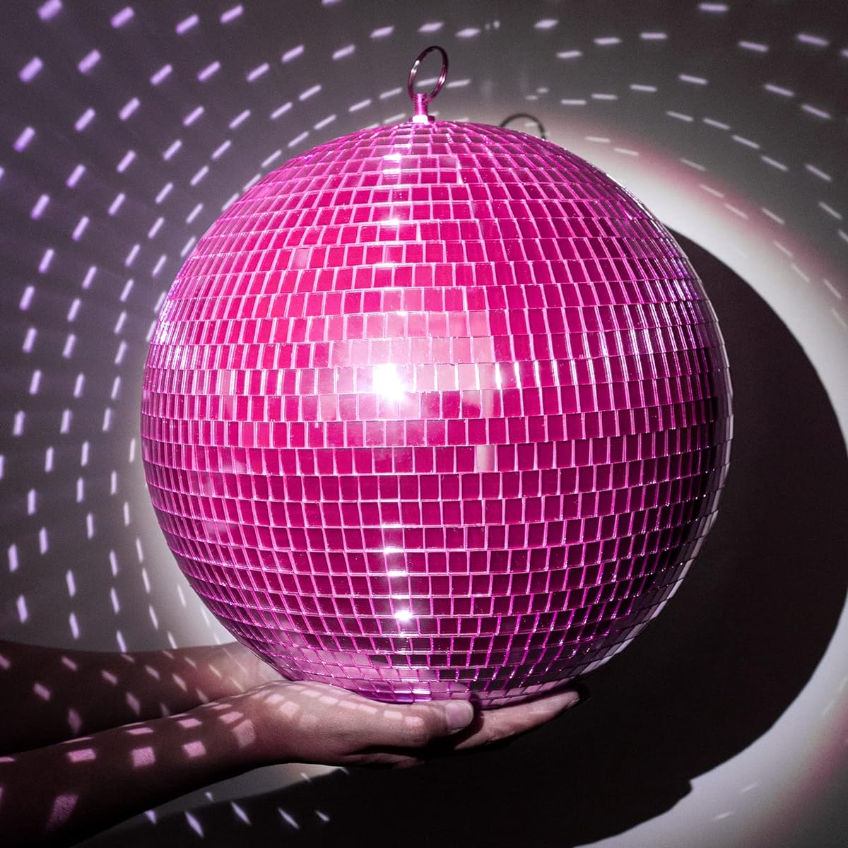 Mirror Ball Disco DJ Club Party Wedding Home Decor Muscab 12 Inch Disco Ball with Hanging Ring Pink