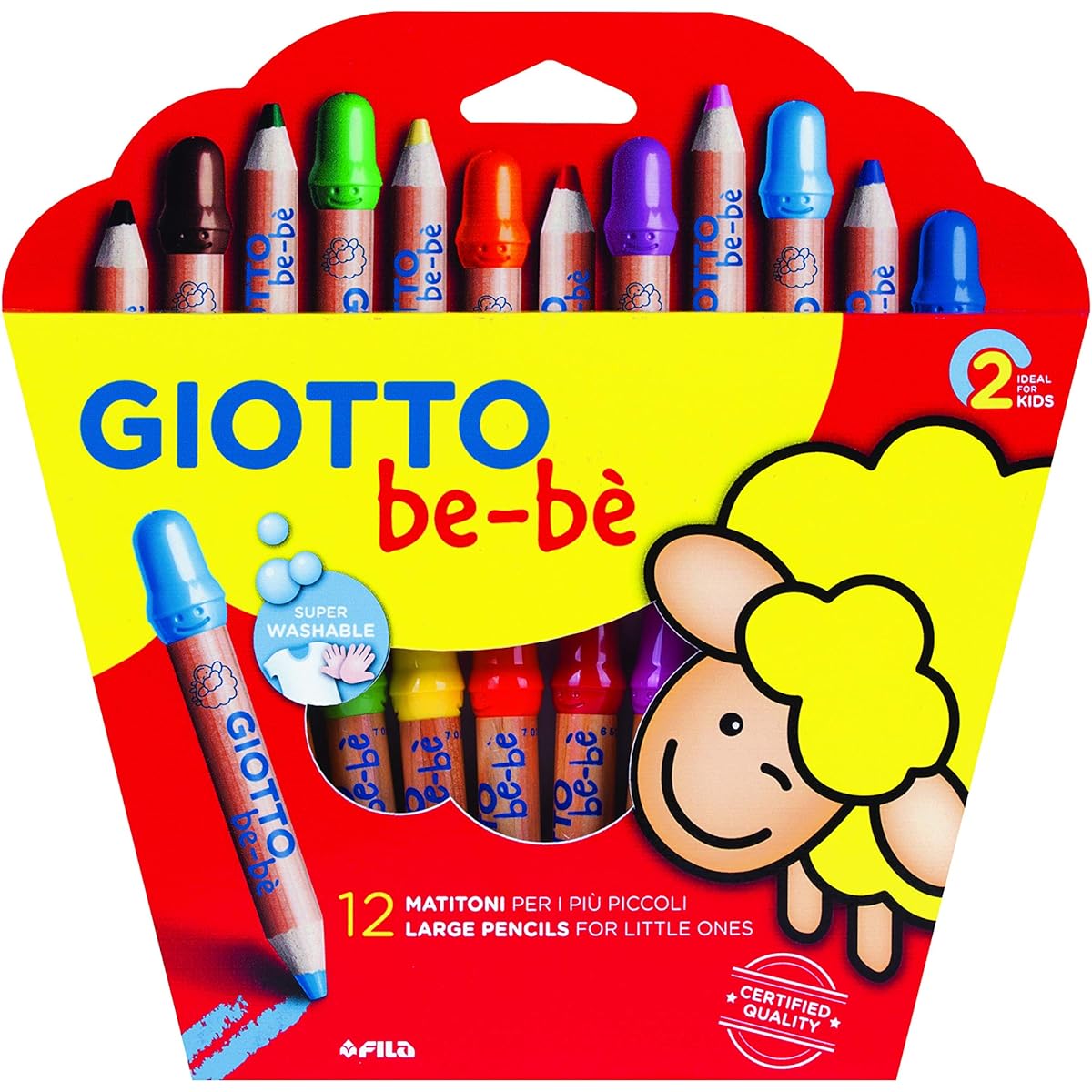 (12 Super Buntstifte) - GIOTTO BE-BE LEARNERS COLOURING PENCILS 12 SET with SHARPENER
