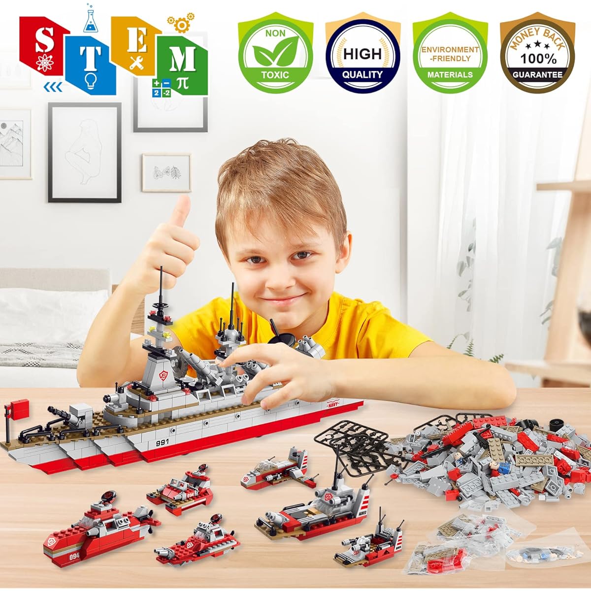 Sitodier STEM Building Set Toys 811 Pieces Assembly 25 in 1 Cruiser Sea Ship Building Toys for Ages 6+ Boys 25 Models Engineering Building Blocks Kits for Ages 6 7 8 9 10 11 12