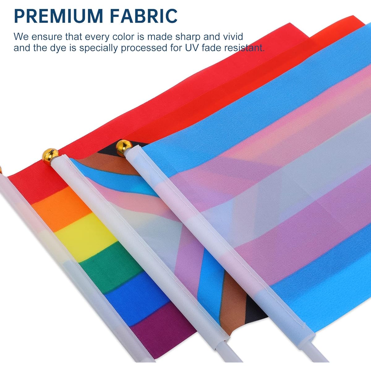 Hananona 50pcs Small Progress Pride Rainbow Flags Mini LGBT Handheld Stick Flags Party Decoration Supplies for Mardi Gras Parade Rainbow Festival (Progress Pride Flag)