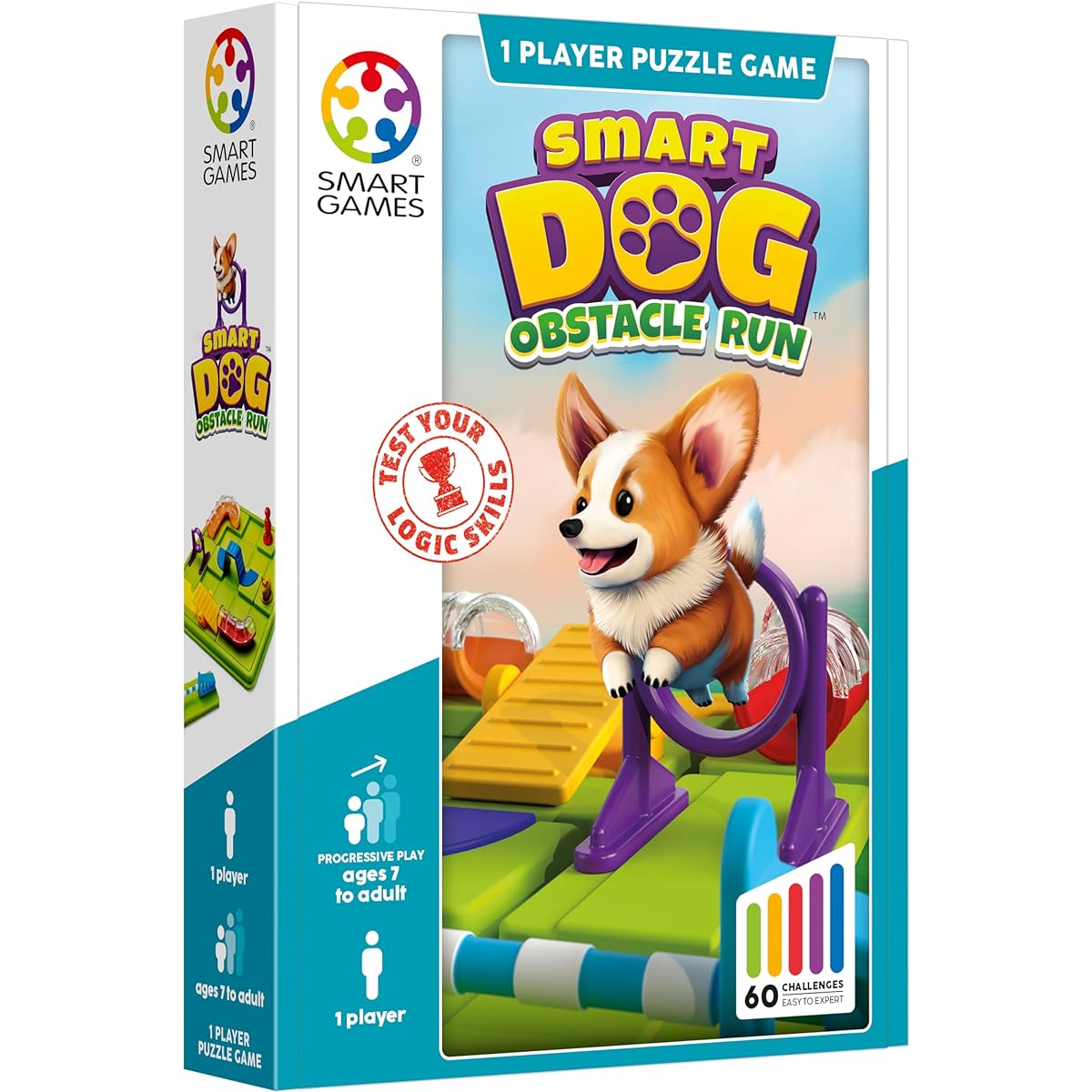 SmartGames Smart Dog: Obstacle Run Travel Friendly Logic Game for Ages 7 - Adults with 60 Challenges