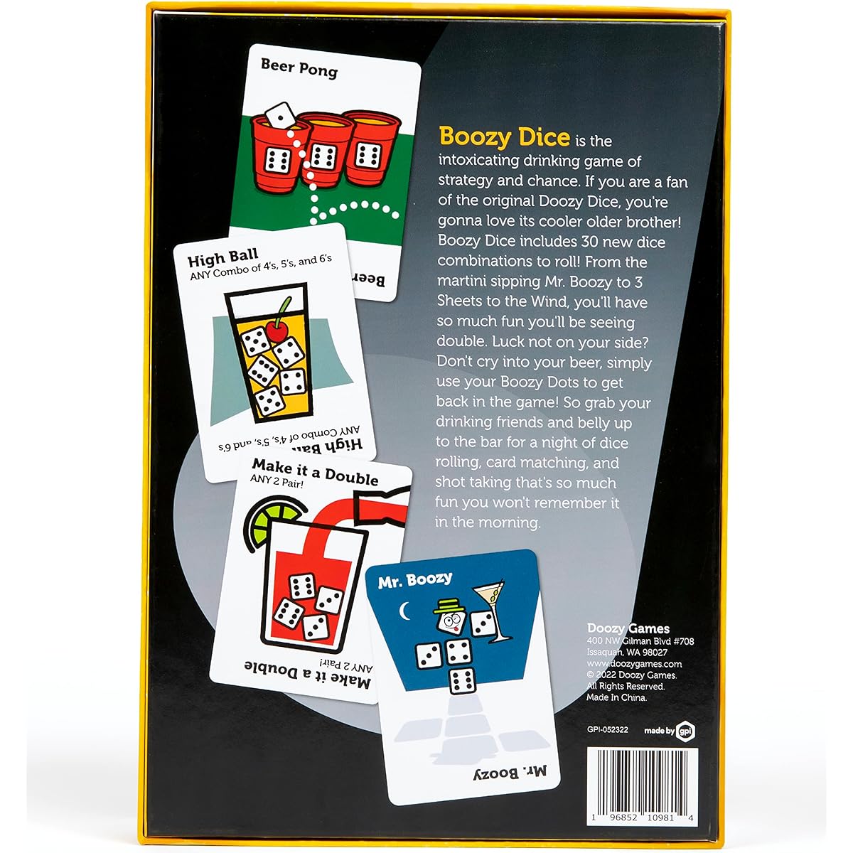 Boozy Dice - Addictive Adult Game of Strategy and Chance Dice Party Game Adult Card Game Adult Dice Game for Adult Parties