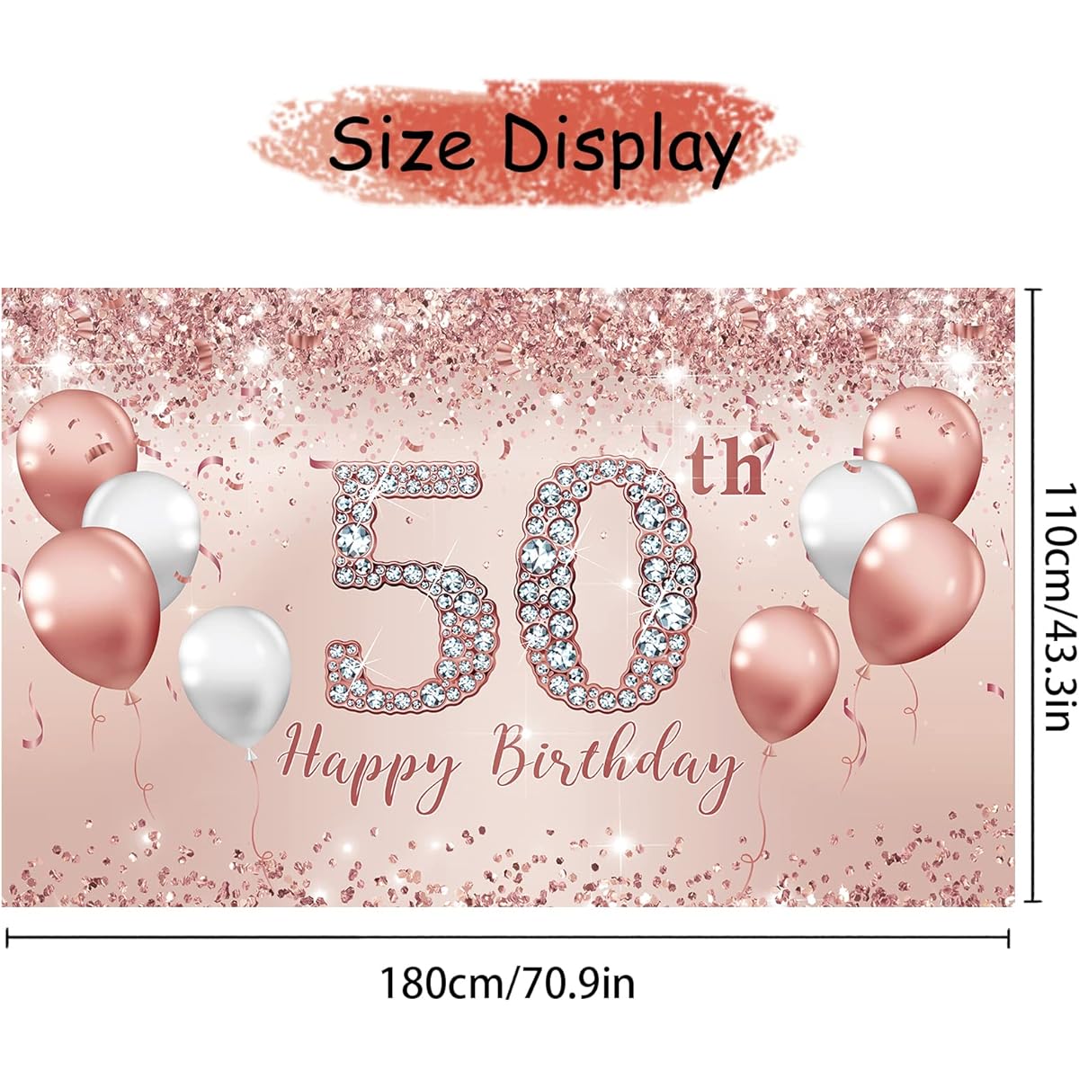 Trgowaul 50th Birthday Decorations for Women Pink Rose Gold 50th Birthday Banner Backdrop 50th Birthday Party Decorations for Women Turnin 50