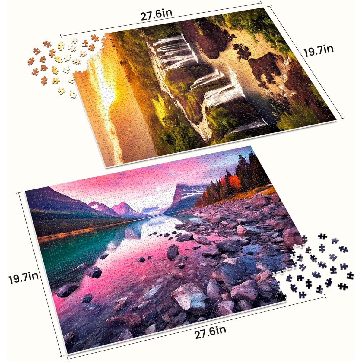 Edsjegn Jigsaw Puzzle 2 Pack 1000 Pieces for Adults Over 1000 Pieces 2000 Piece Puzzle for Adults White Elephant Gift Difficult Puzzle for Adults