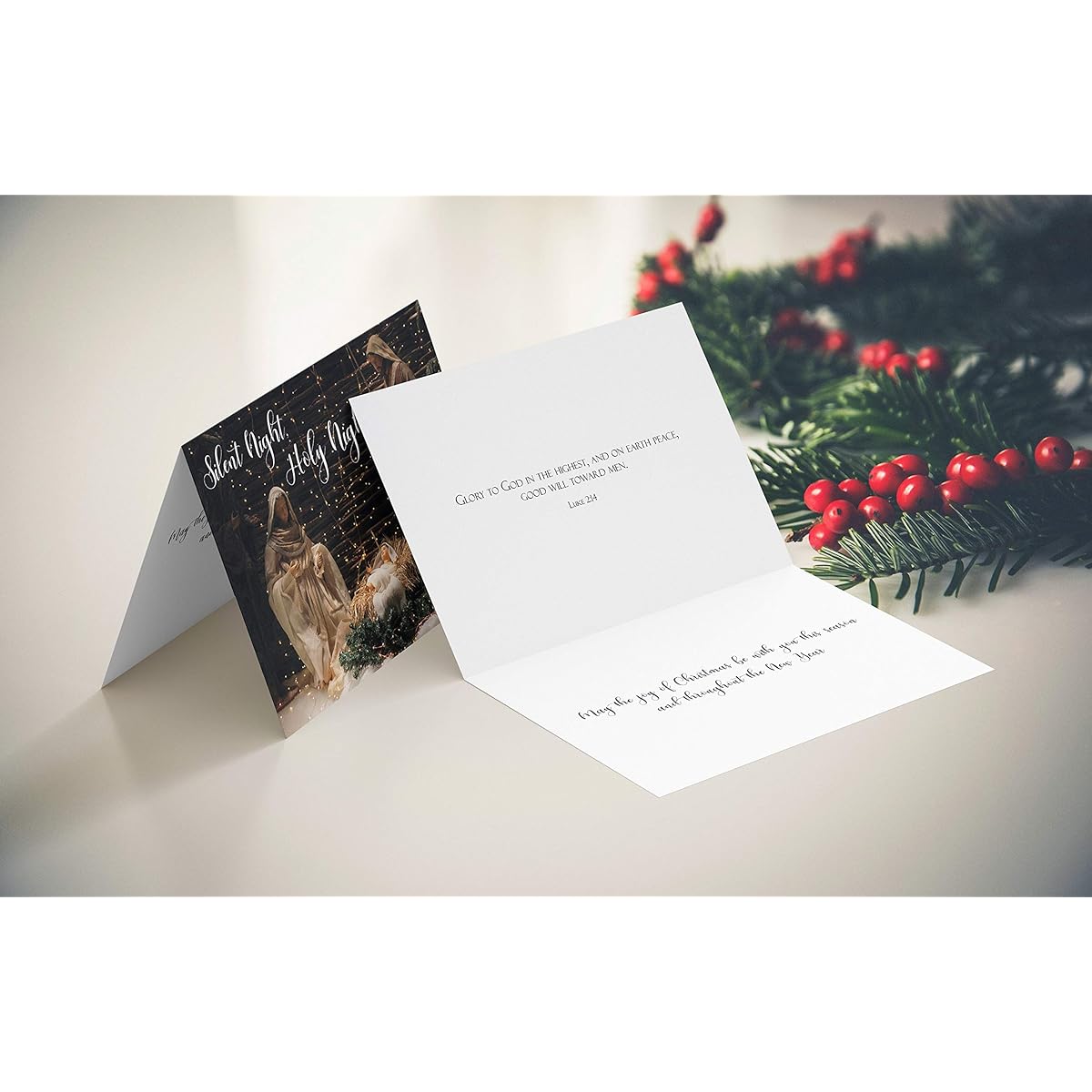 JBH Creations Religious Nativity Christmas Cards with Bible, Pack of 24