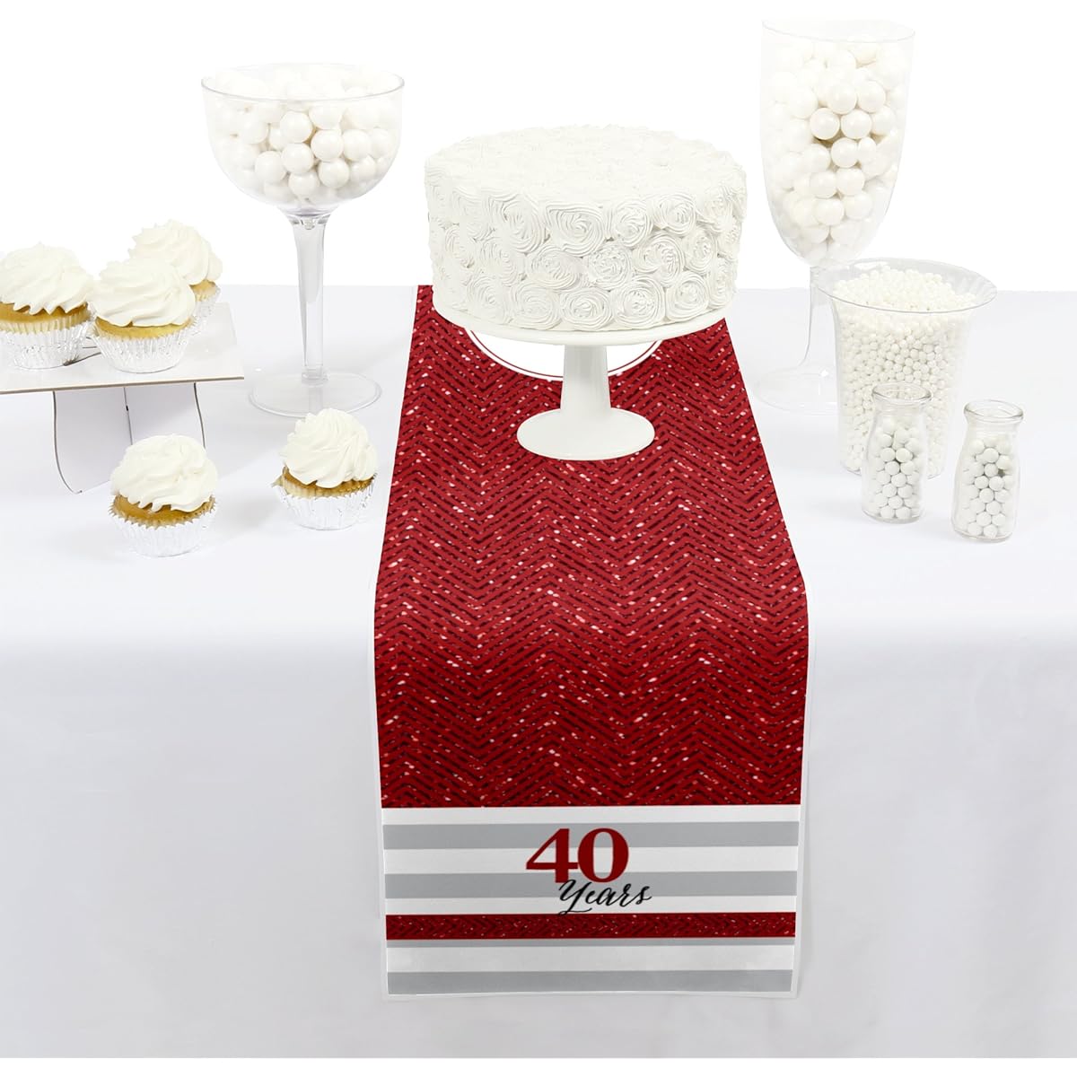 We Still Do - 40th Wedding Anniversary - Petite Anniversary Party Table Runner - 12" x 60"