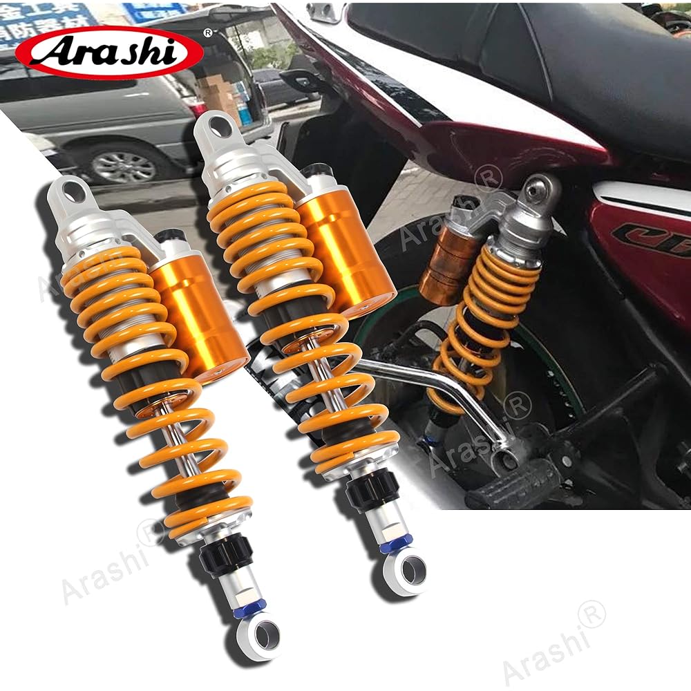 Arashi 330mm Universal Rear Suspension Shock Absorber CB400SF NC39 NC42 VTEC GSX400 Inazuma 400 XJR400 (Nitrogen Filled) Motorcycle Accessories Gold