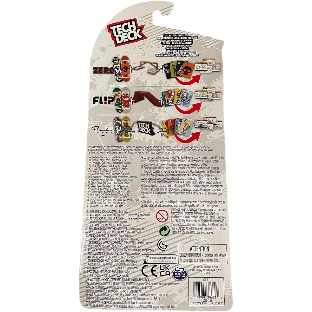 Tech Deck VS Series Sk8shop Mini Skateboard Fingerboard, Obstacle & Challenge Card Set (Primitive)