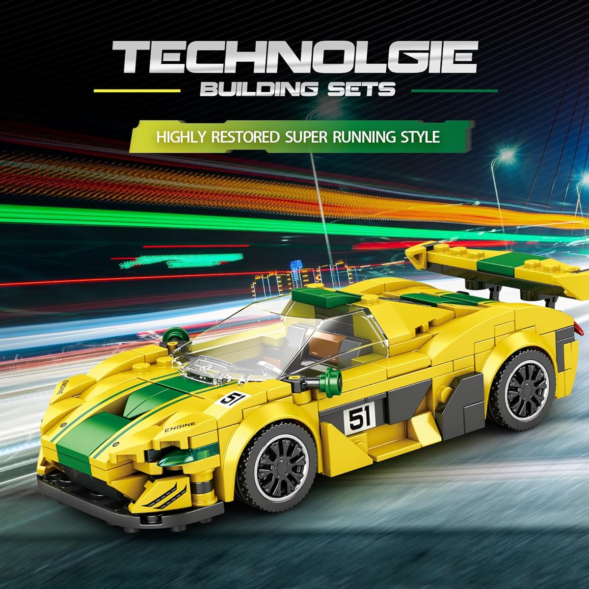 GUDI Race Car Building Kit MOC Racing Car Building Set Racing Vehicle Building Blocks